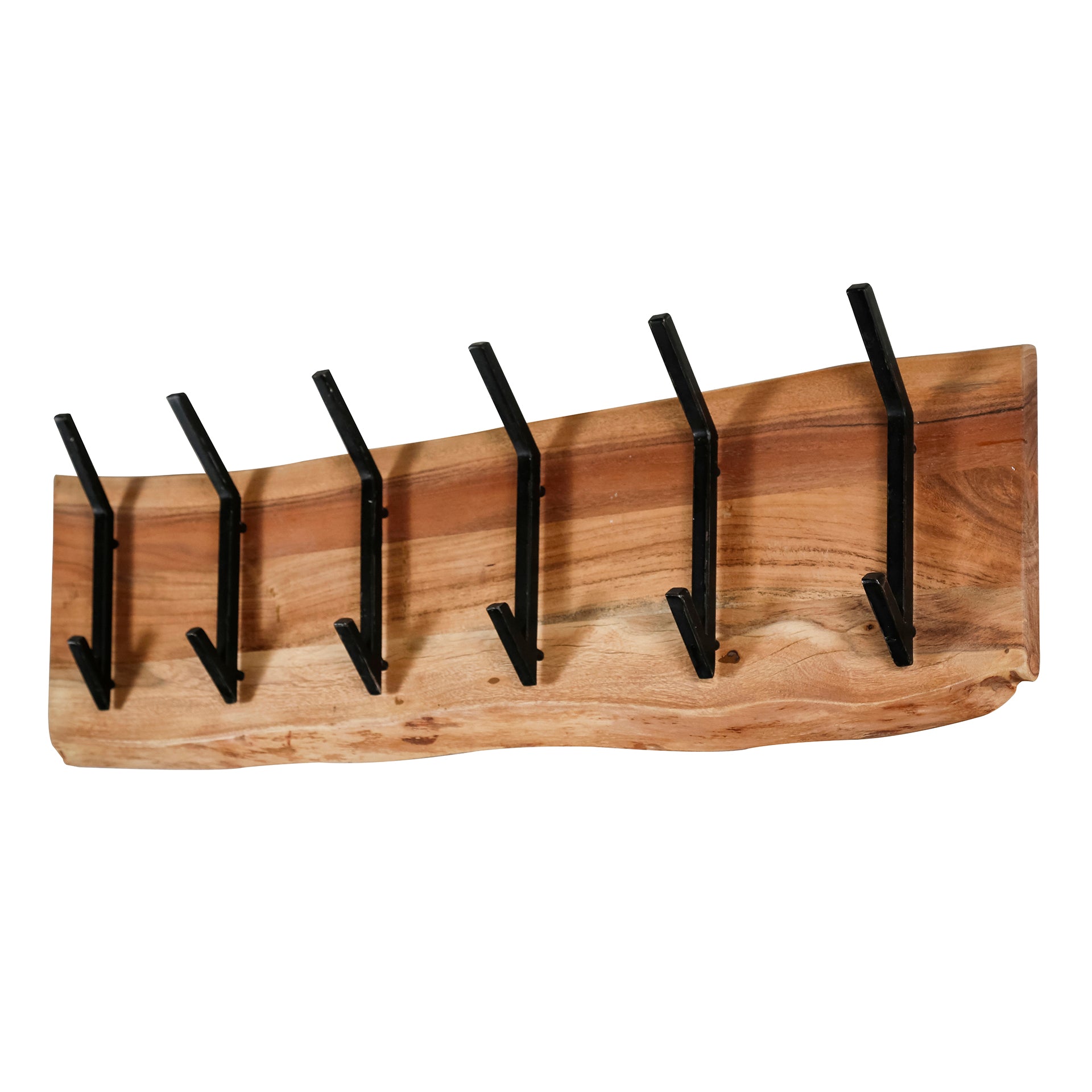 Garderobe – 6 haken – 100×12×30 cm – Massiv Akazie | Modell N0077