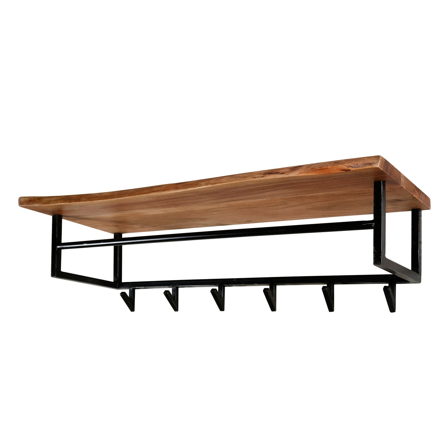 Garderobe – hutablage 6 haken – 100×33×27 cm – Massiv Akazie | Modell N0078