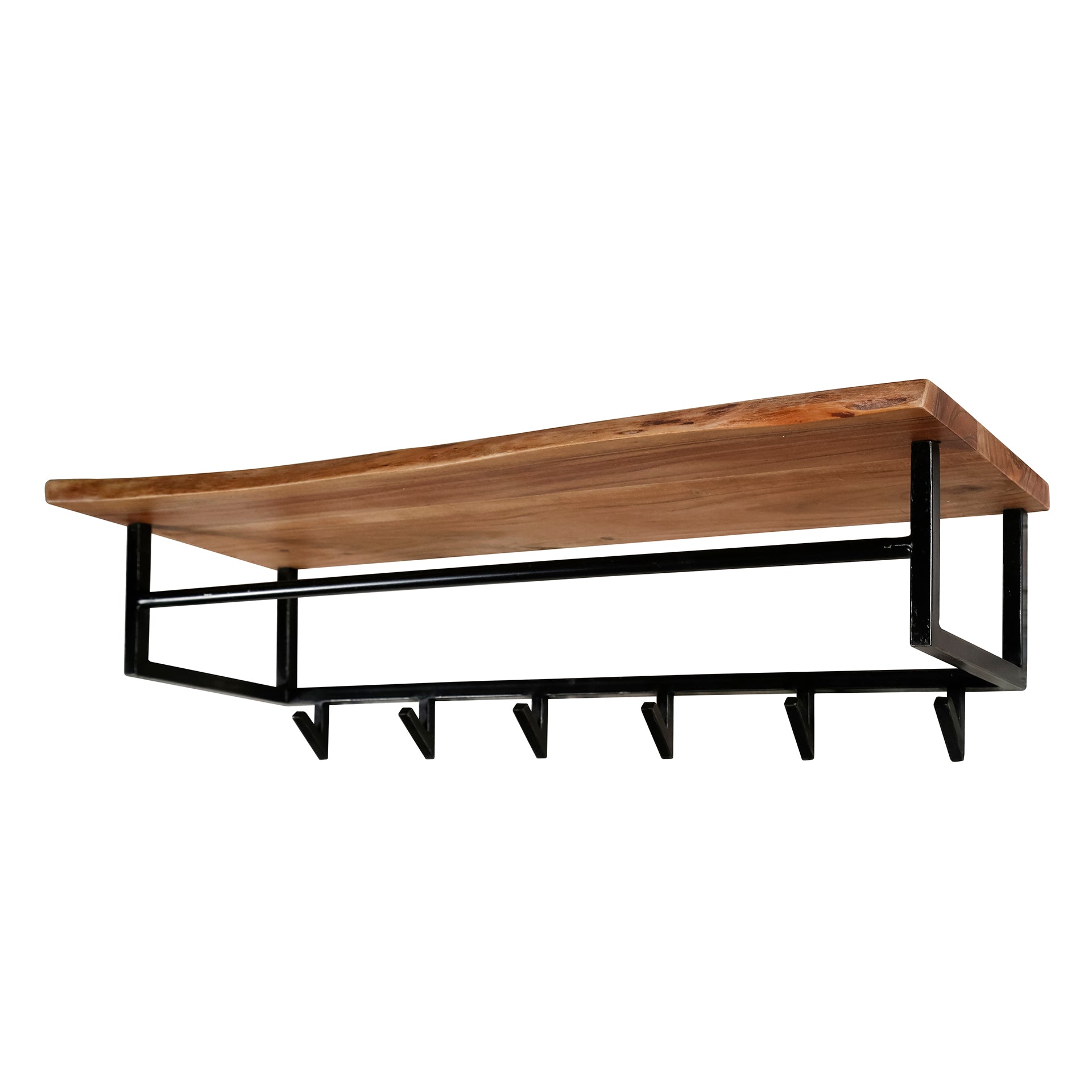 Garderobe – hutablage 6 haken – 100×33×27 cm – Massiv Akazie | Modell N0078