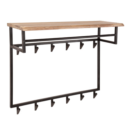 Garderobe – hutablage 12 haken – 100×33×80 cm – Massiv Akazie | Modell N0079