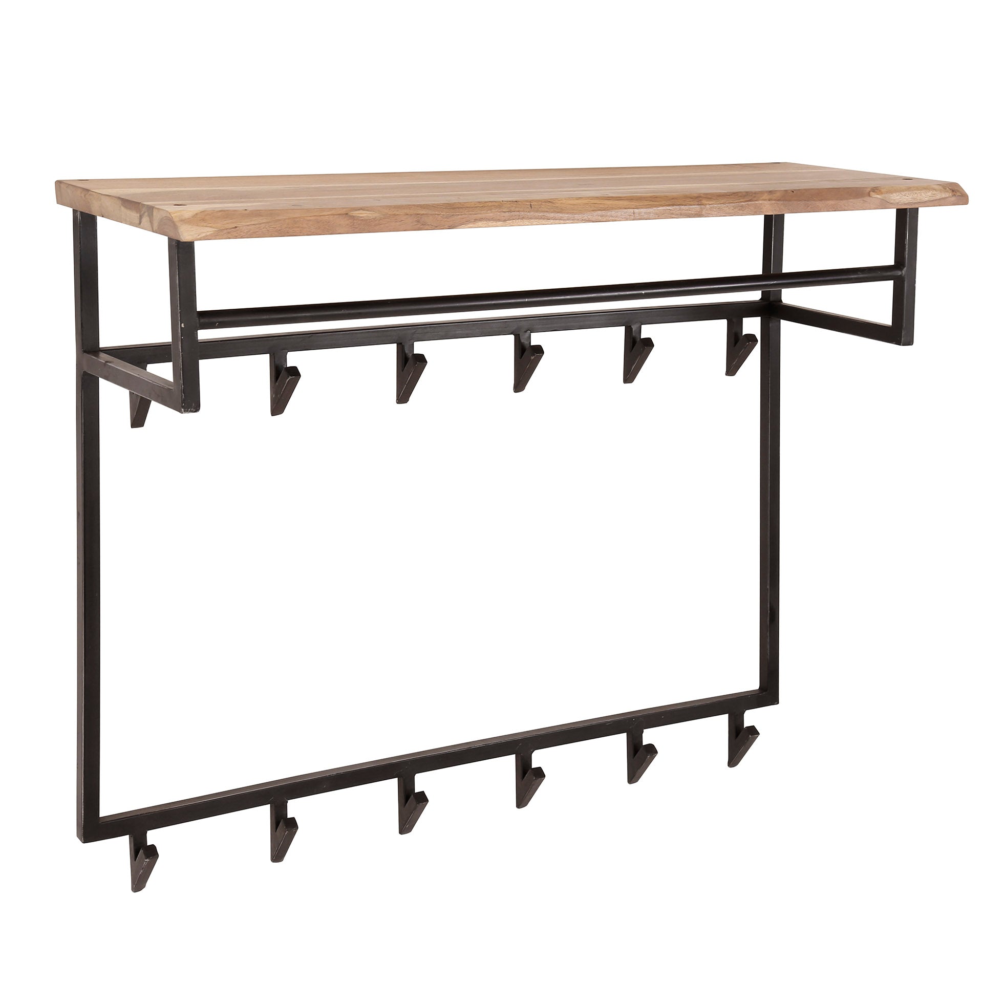 Garderobe – hutablage 12 haken – 100×33×80 cm – Massiv Akazie | Modell N0079