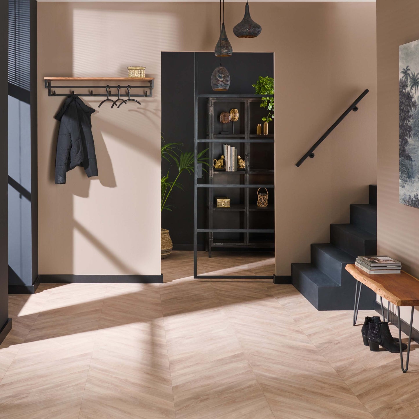 Garderobe – hutablage 6 haken – 100×35×17 cm – Massiv Akazie | Modell N0081