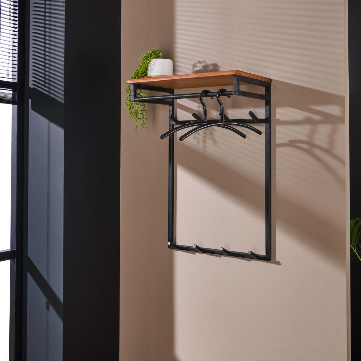 Garderobe – hutablage 4 haken – 55×33×80 cm – Massiv Akazie | Modell N0082