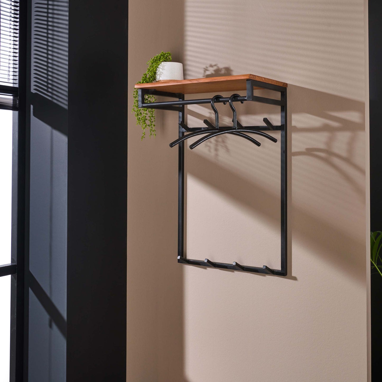 Garderobe – hutablage 4 haken – 55×33×80 cm – Massiv Akazie | Modell N0082