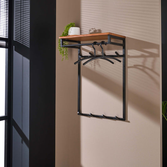 Garderobe – hutablage 4 haken – 55×33×80 cm – Massiv Akazie | Modell N0082