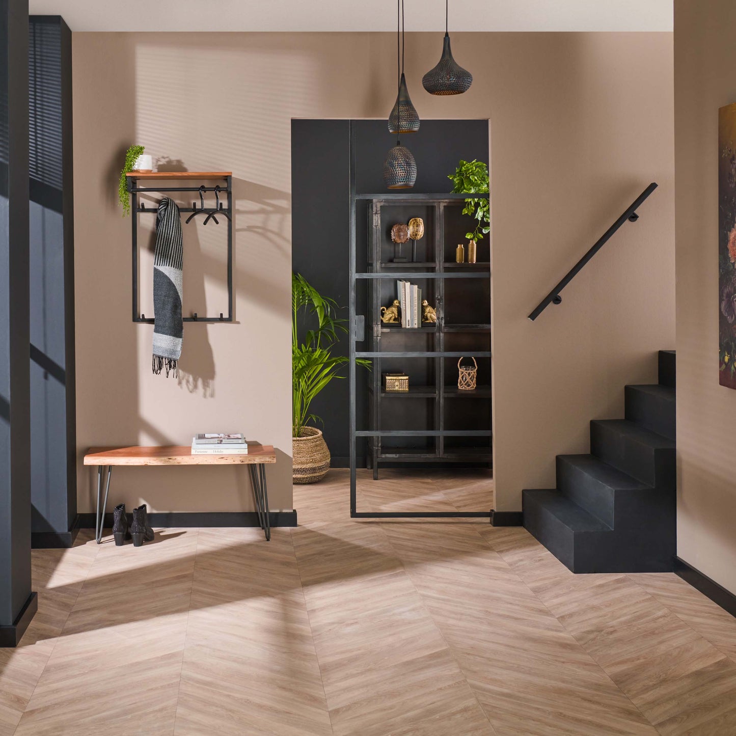 Garderobe – hutablage 4 haken – 55×33×80 cm – Massiv Akazie | Modell N0082