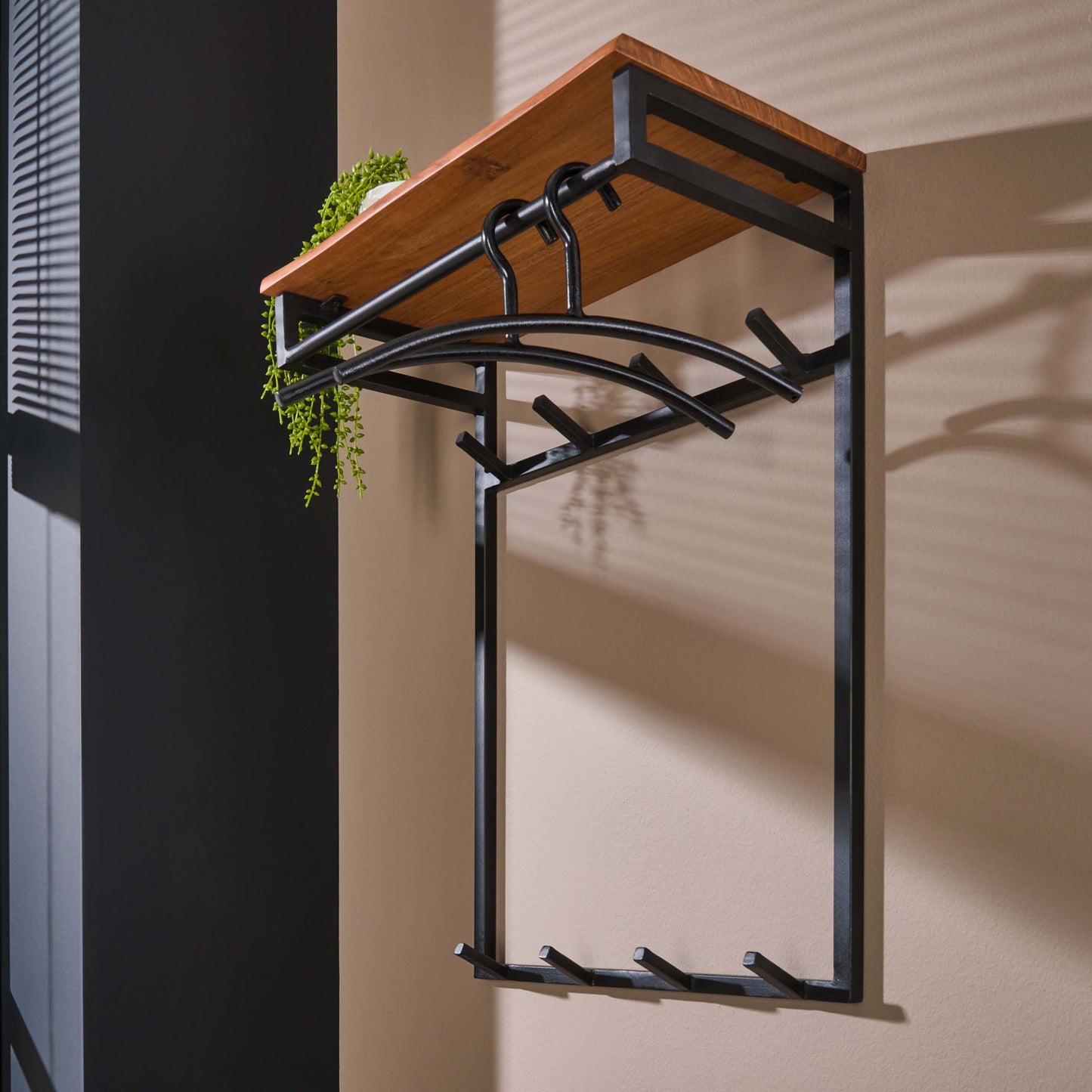 Garderobe – hutablage 4 haken – 55×33×80 cm – Massiv Akazie | Modell N0082