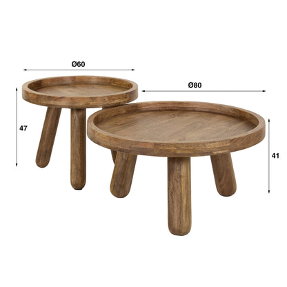 Couchtisch – 80×80×41 cm – Massiv Mango sand | Modell N0086