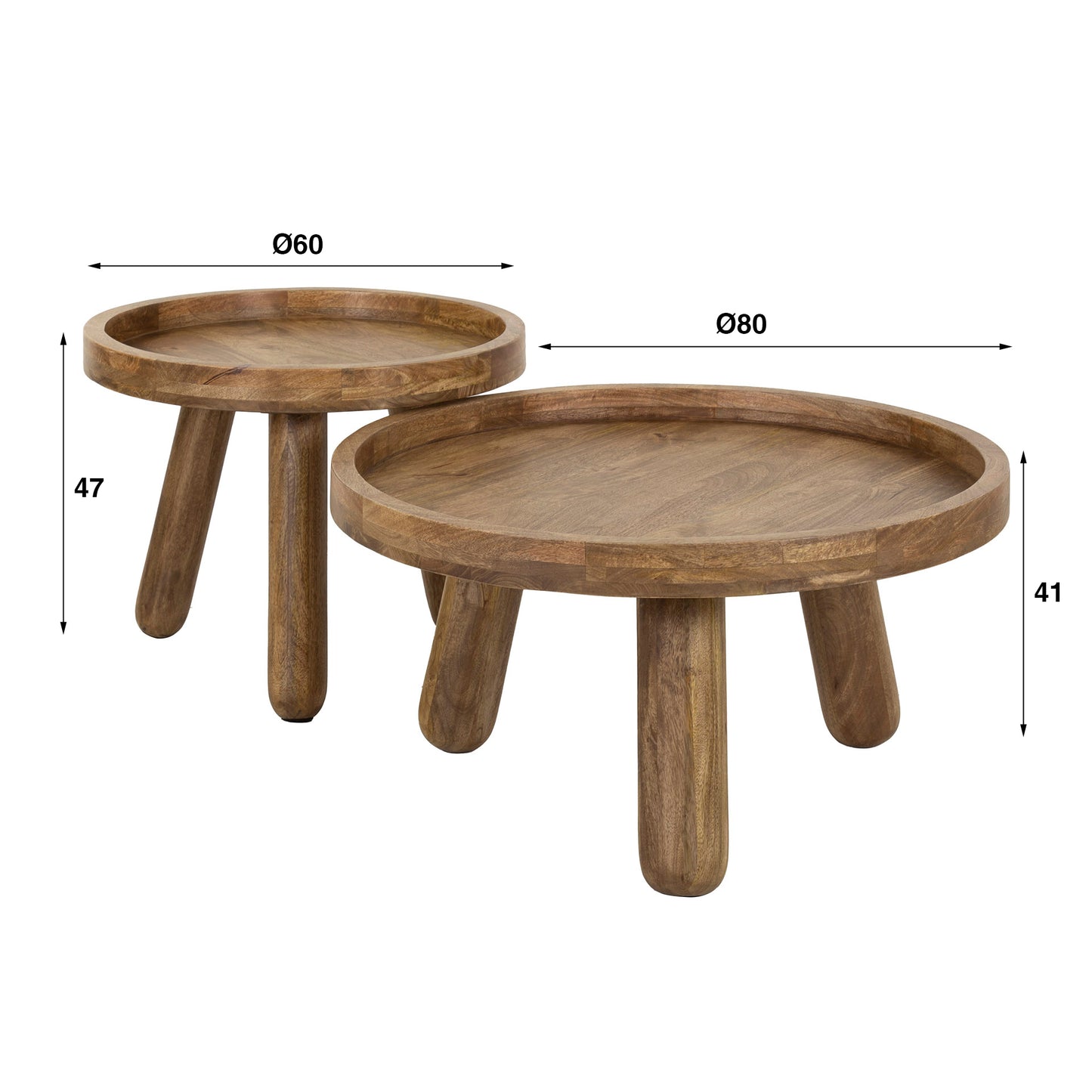 Couchtisch – 80×80×41 cm – Massiv Mango sand | Modell N0086