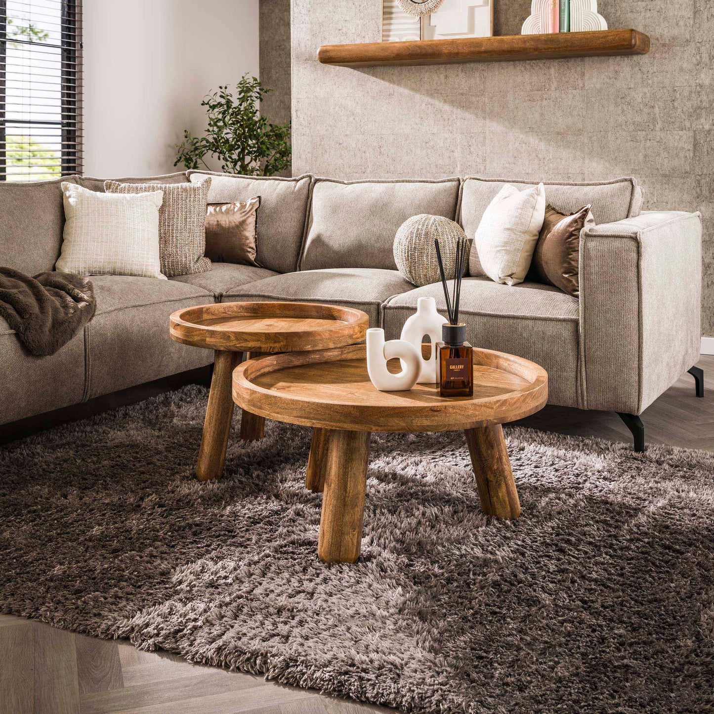 Couchtisch – 80×80×41 cm – Massiv Mango sand | Modell N0086