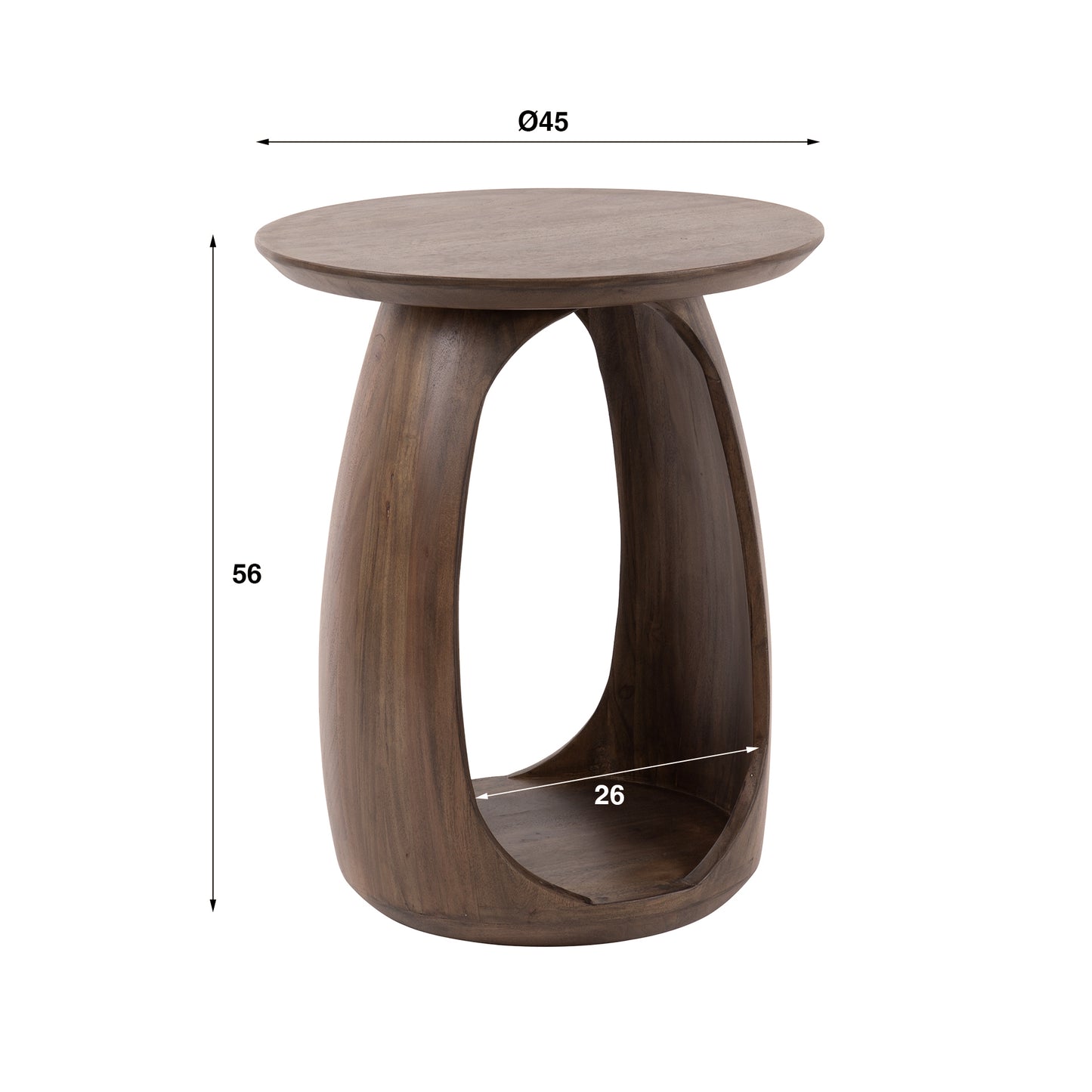 Beistelltisch – 45×45×56 cm – Massiv Akazie glaze brown | Modell N0088