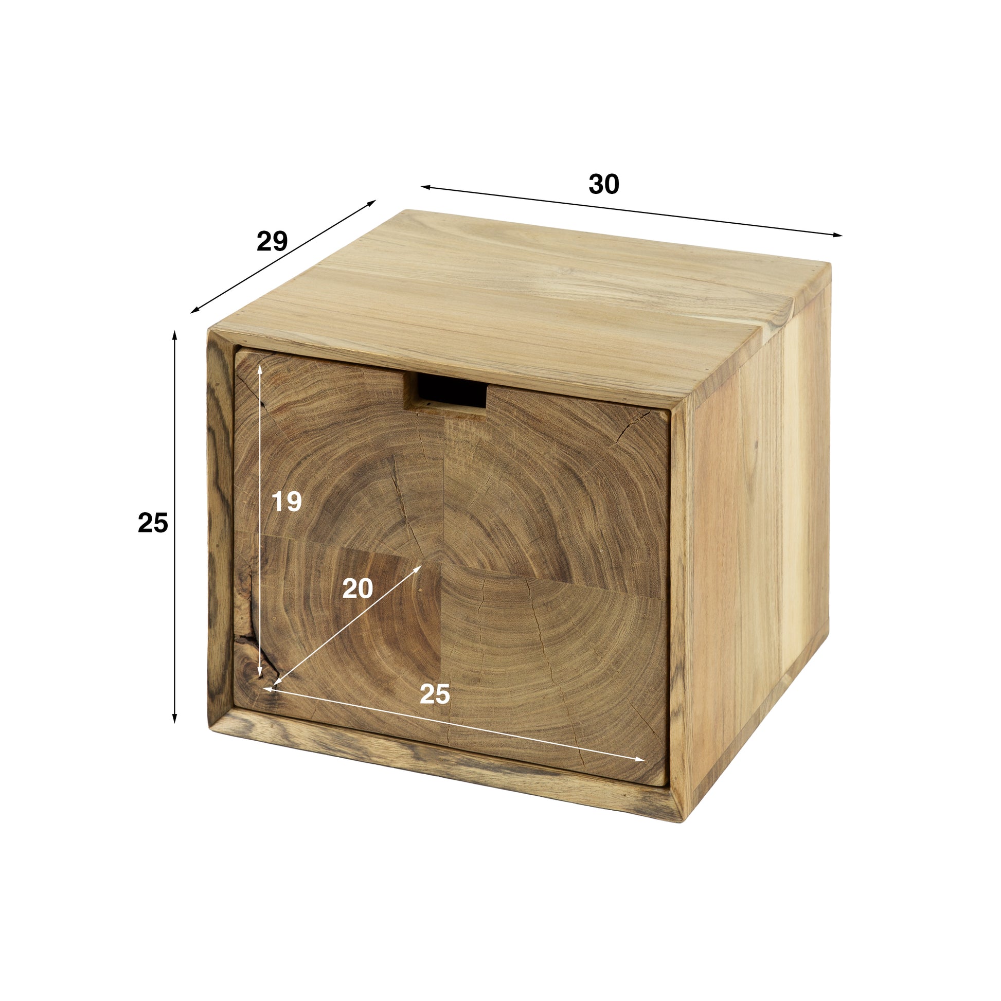 Nachttisch – 30×29×25 cm – Massiv Akazie | Modell N0090