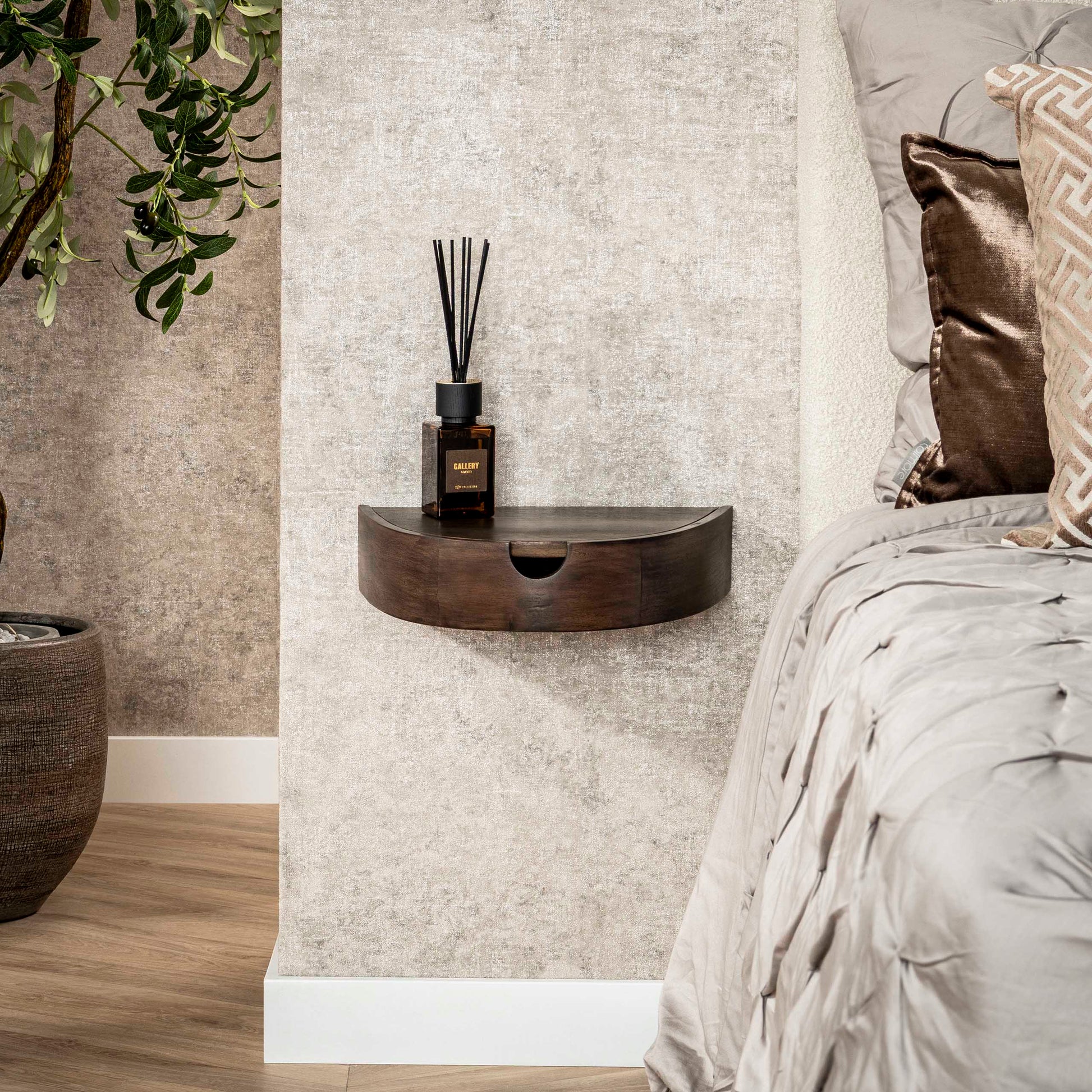 Nachttisch – 2-er pack – 34×27×8 cm – Massiv Akazie glaze brown | Modell N0091