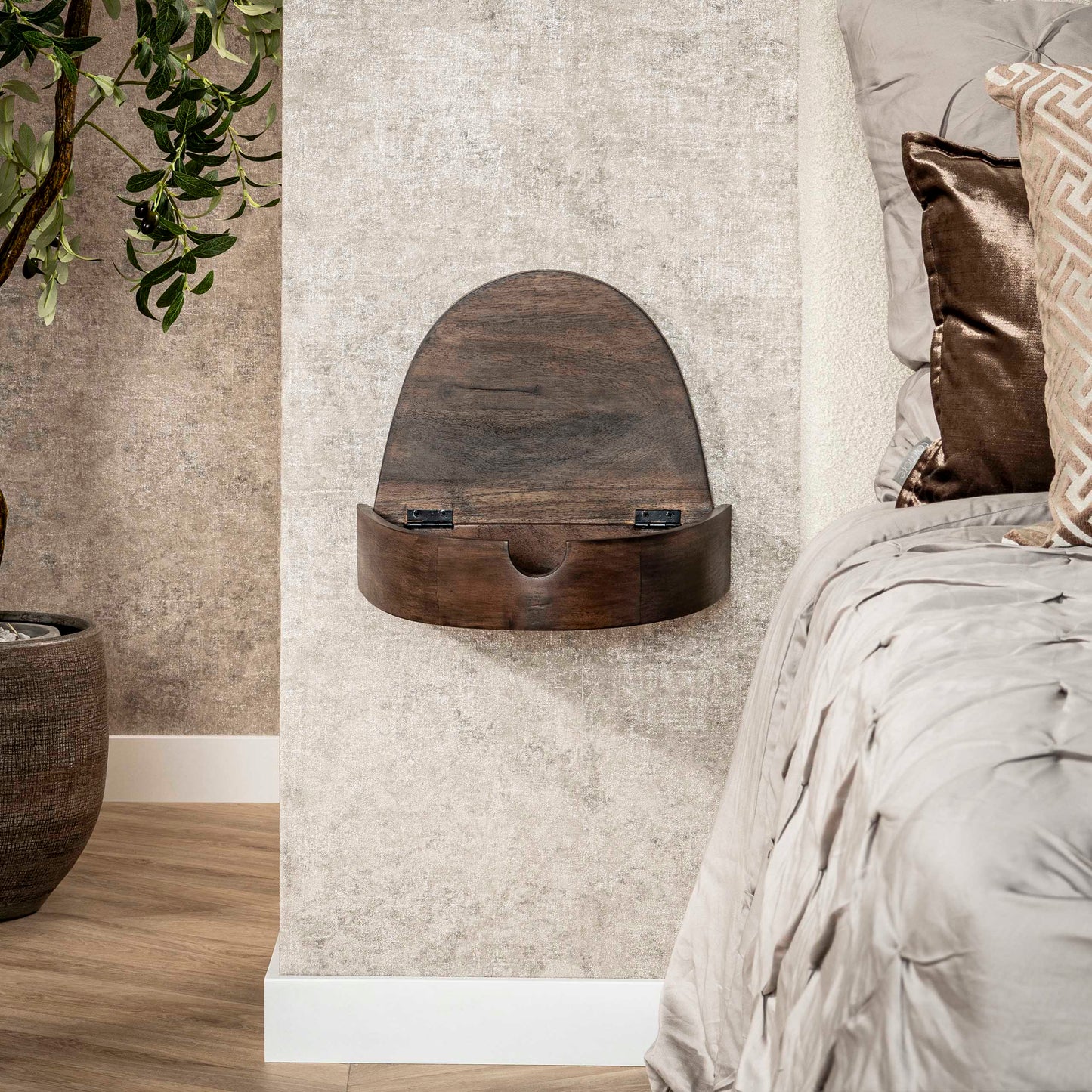 Nachttisch – 2-er pack – 34×27×8 cm – Massiv Akazie glaze brown | Modell N0091