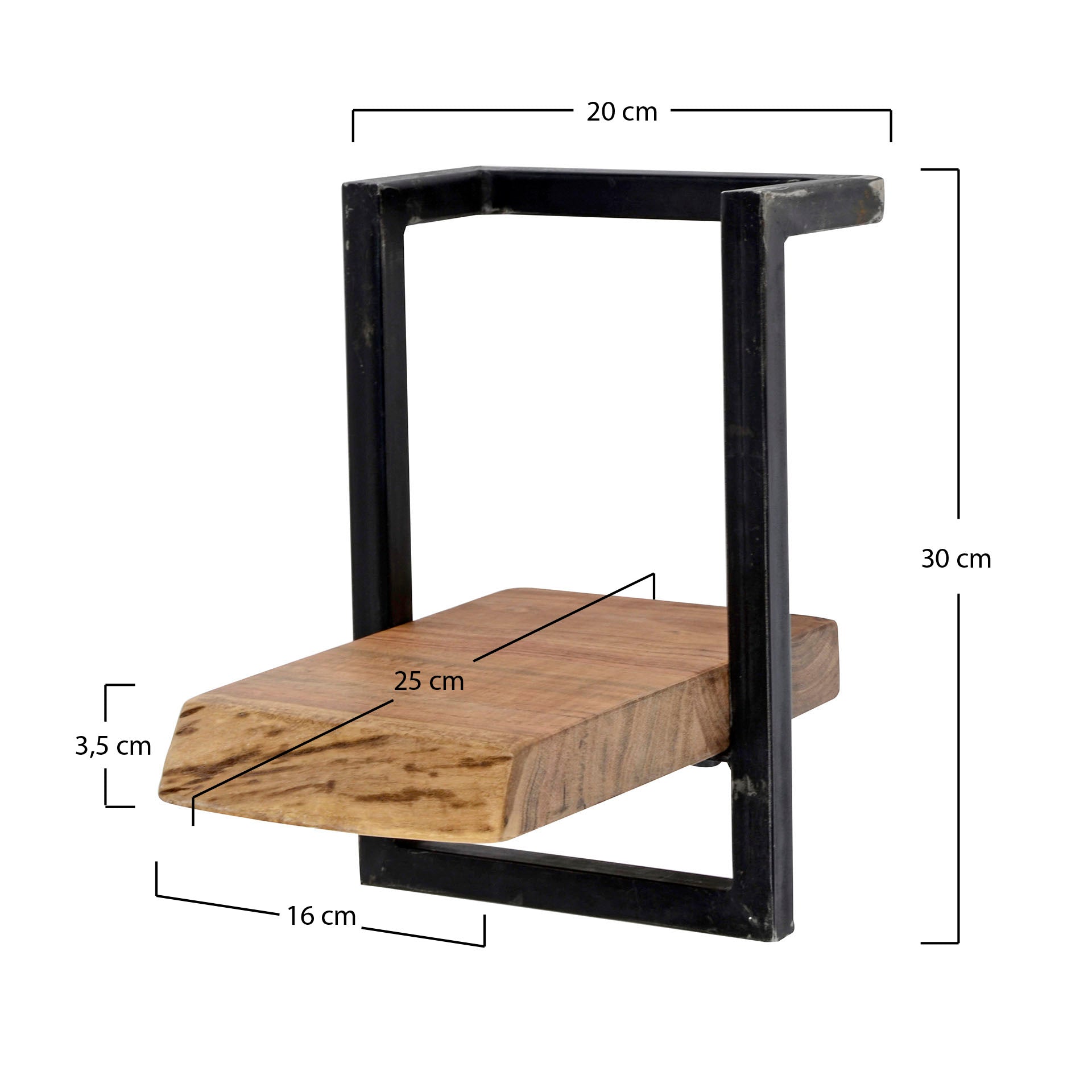 Wandregal – 20×25×30 cm – Massiv Akazie | Modell N0092