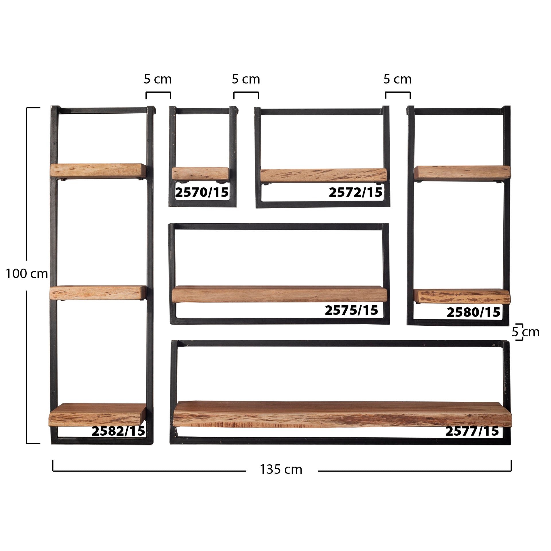 Wandregal – 20×25×30 cm – Massiv Akazie | Modell N0092