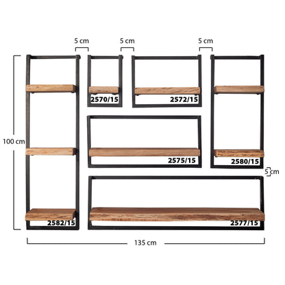 Wandregal – 65×25×30 cm – Massiv Akazie | Modell N0095