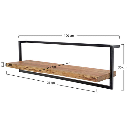 Wandregal – 100×25×30 cm – Massiv Akazie | Modell N0096