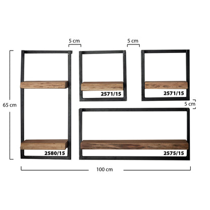 Wandregal – 30×25×65 cm – Massiv Akazie | Modell N0097