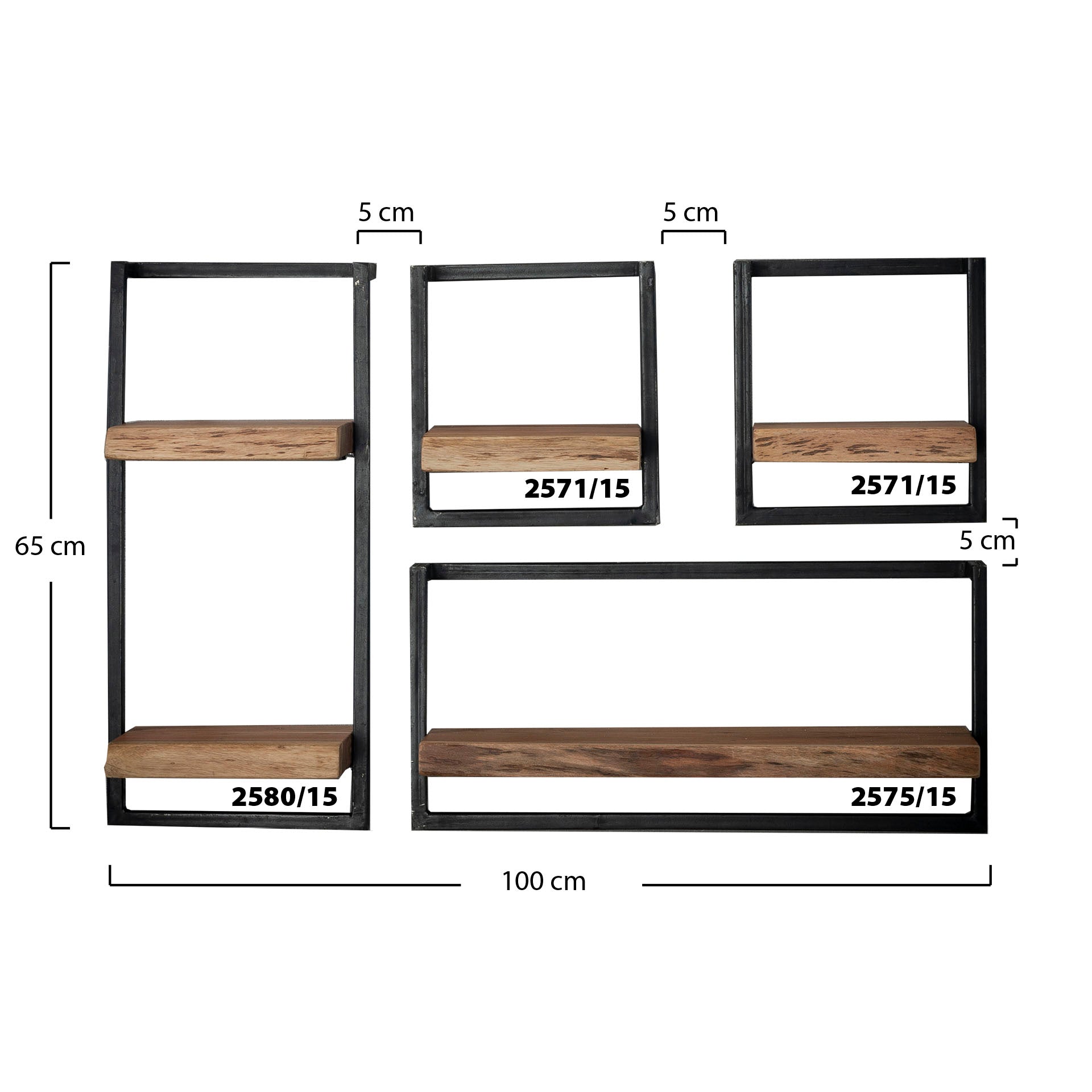 Wandregal – 30×25×65 cm – Massiv Akazie | Modell N0097