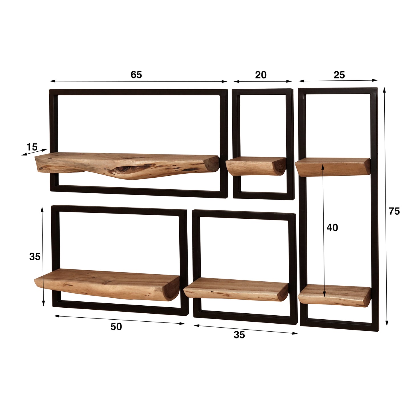 Wandregal – 110×15×75 cm – Massiv Akazie | Modell N0099