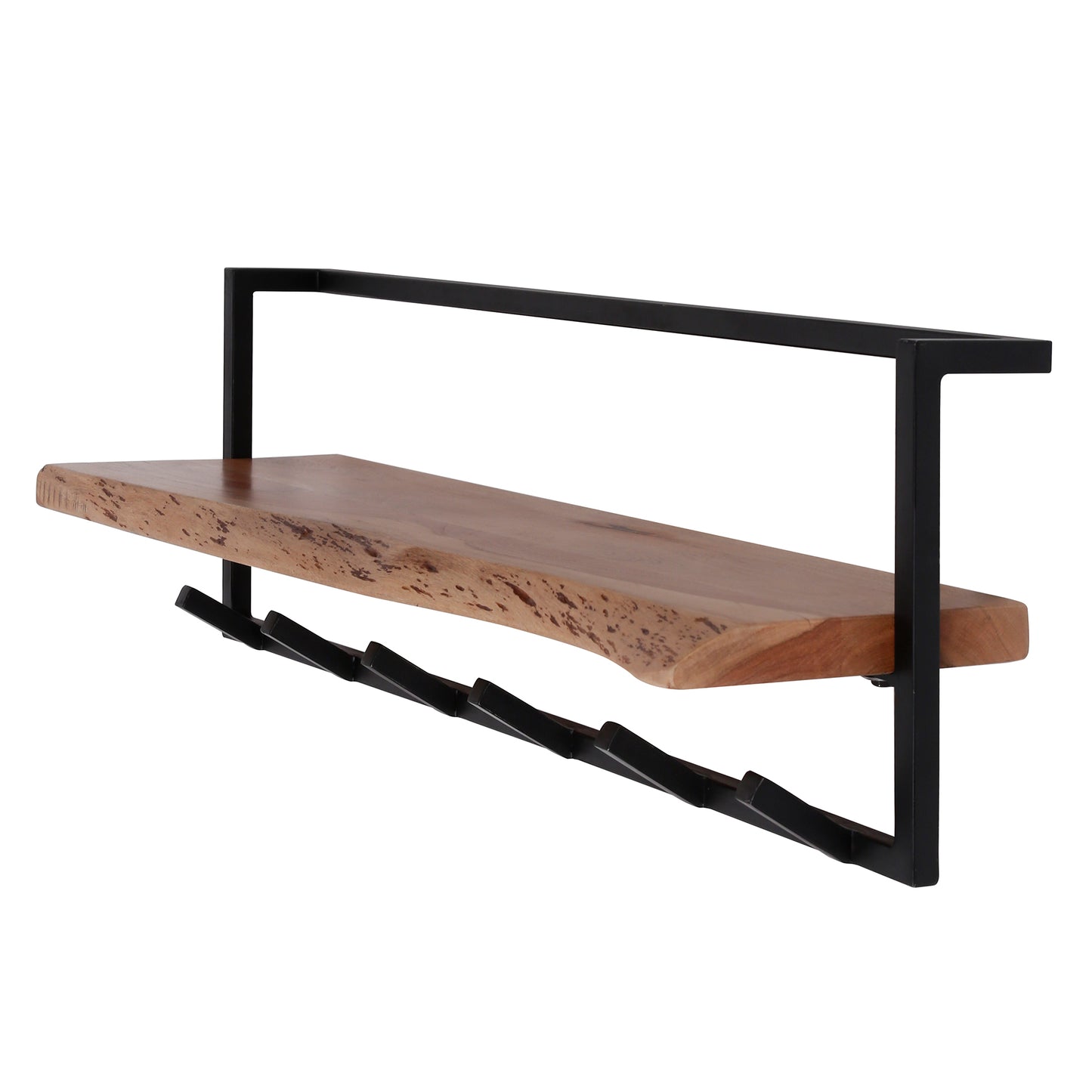 Garderobe – hutablage 6 haken – 100×25×32 cm – Massiv Akazie | Modell N0100