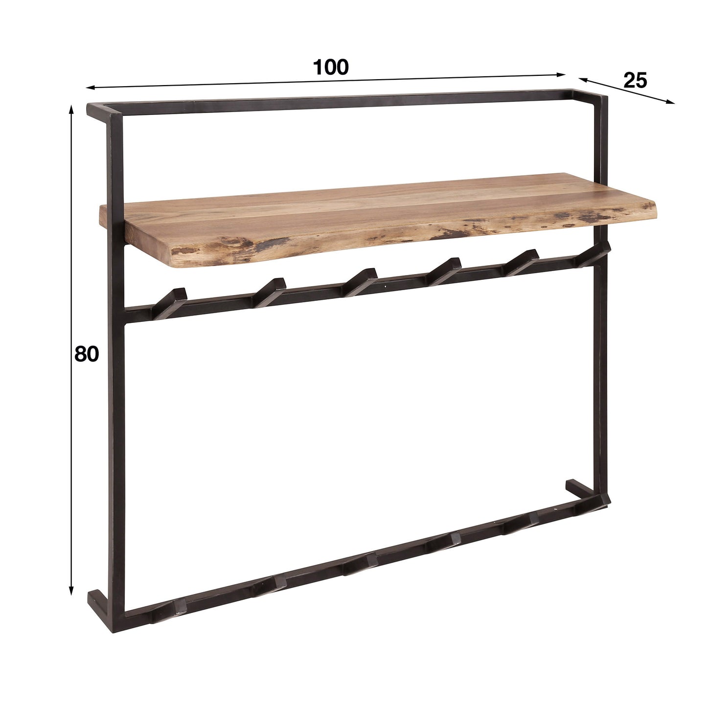 Garderobe – hutablage 6 haken – 100×30×80 cm – Massiv Akazie | Modell N0101
