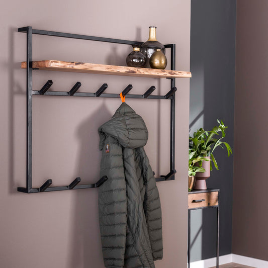 Garderobe – hutablage 6 haken – 100×30×80 cm – Massiv Akazie | Modell N0101