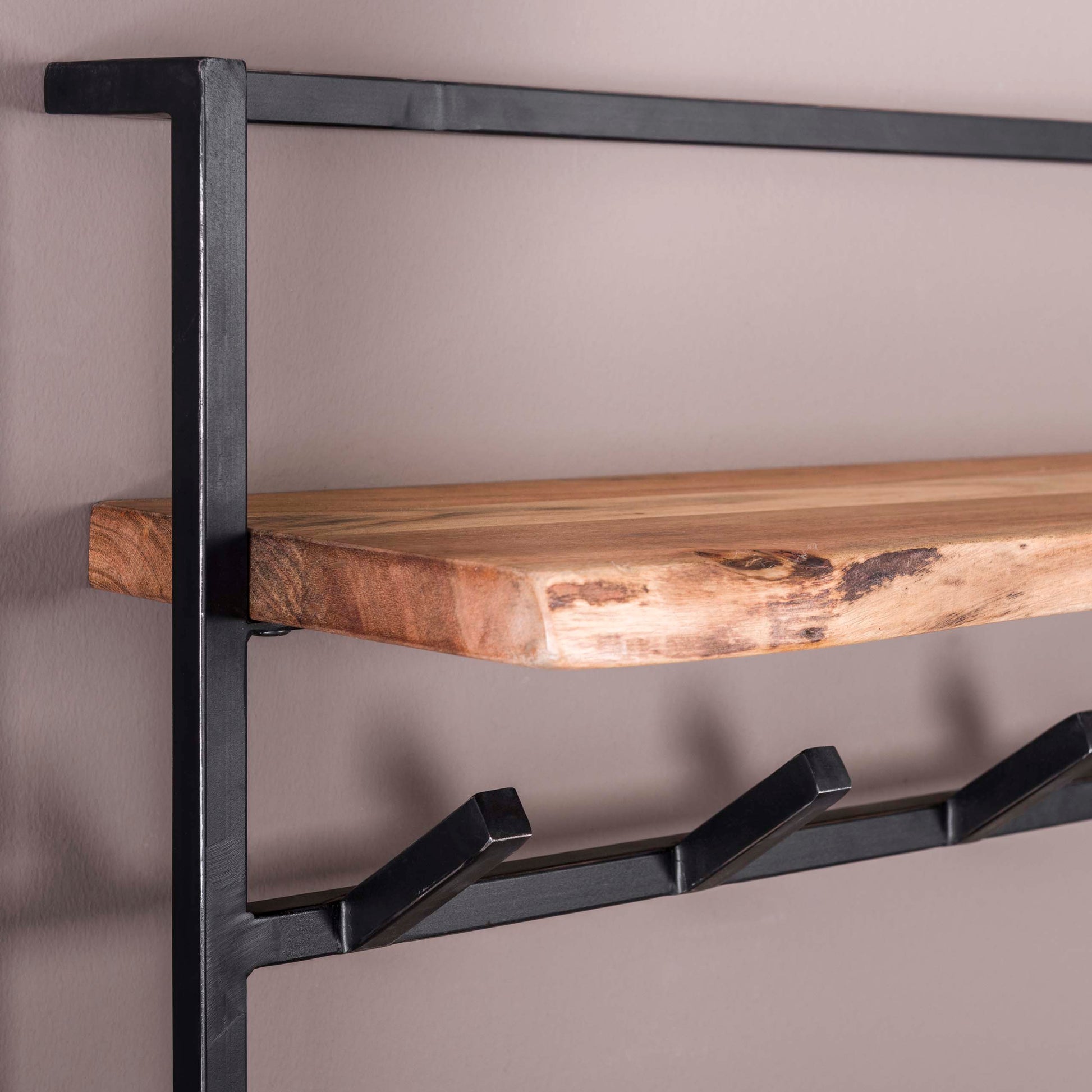 Garderobe – hutablage 6 haken – 100×30×80 cm – Massiv Akazie | Modell N0101