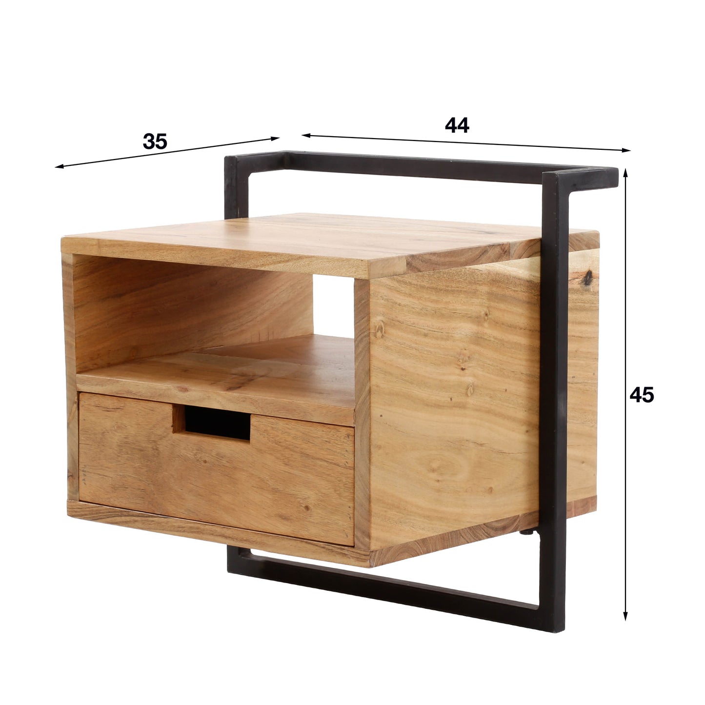 Nachttisch – 44×35×45 cm – Massiv Akazie | Modell N0105