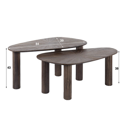 Couchtisch – organisch – 84×39×43 cm – Massiv Teak Espresso | Modell N0106