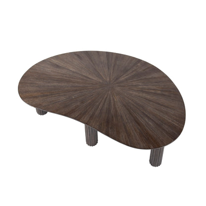 Couchtisch – nierenförmig – 110×68×36 cm – Massiv Teak Espresso | Modell N0109