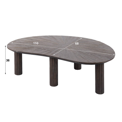 Couchtisch – nierenförmig – 110×68×36 cm – Massiv Teak Espresso | Modell N0109