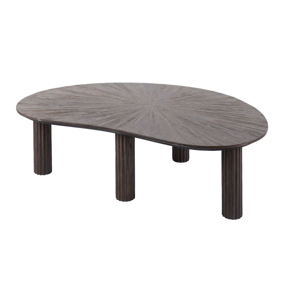 Couchtisch – nierenförmig – 110×68×36 cm – Massiv Teak Espresso | Modell N0109