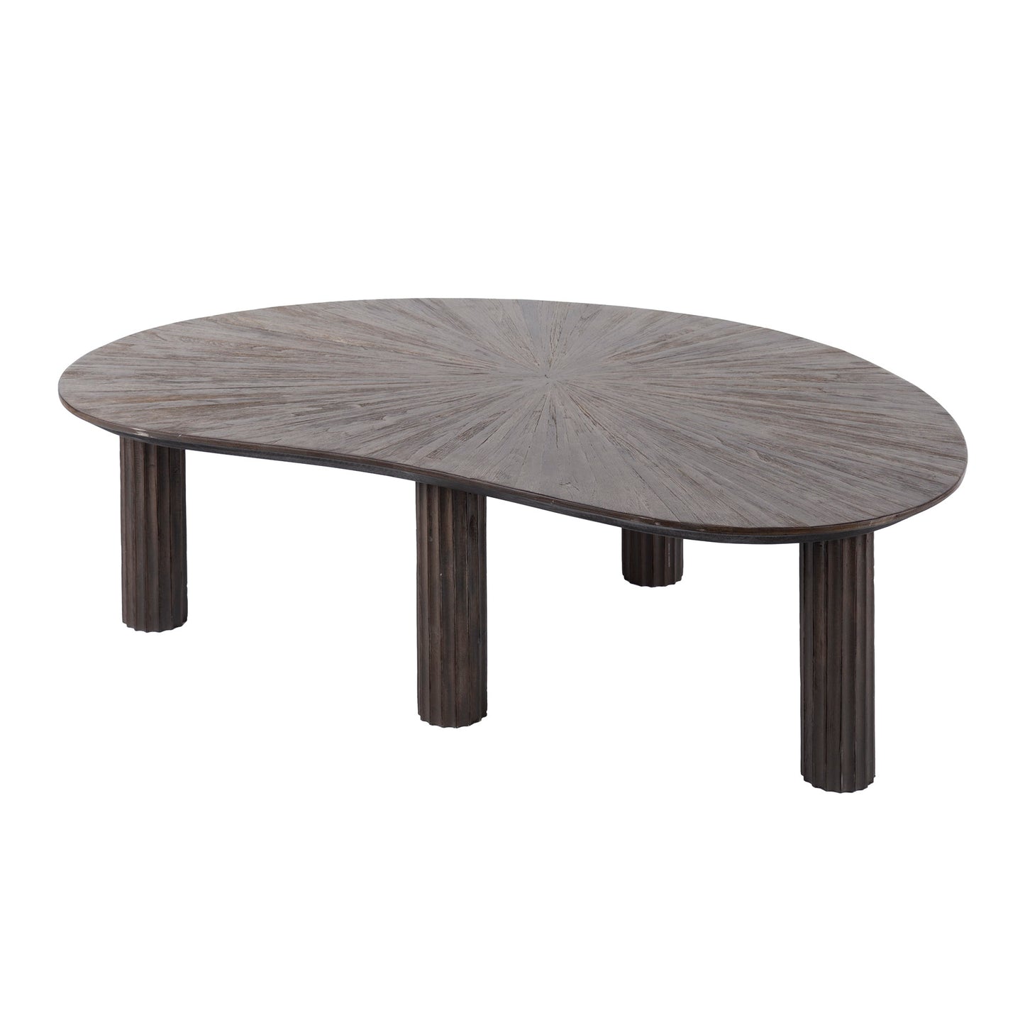 Couchtisch – nierenförmig – 110×68×36 cm – Massiv Teak Espresso | Modell N0109