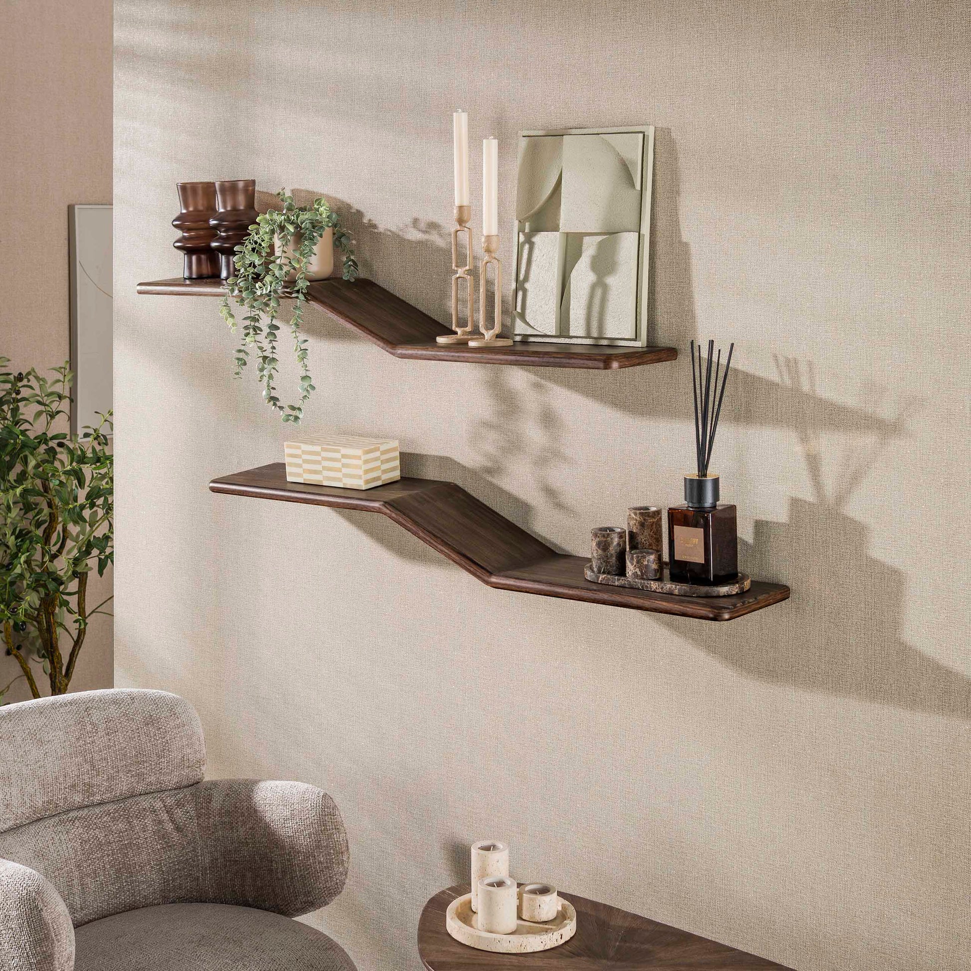 Wandregal – 120×20×13 cm – Massiv Teak Espresso | Modell N0111