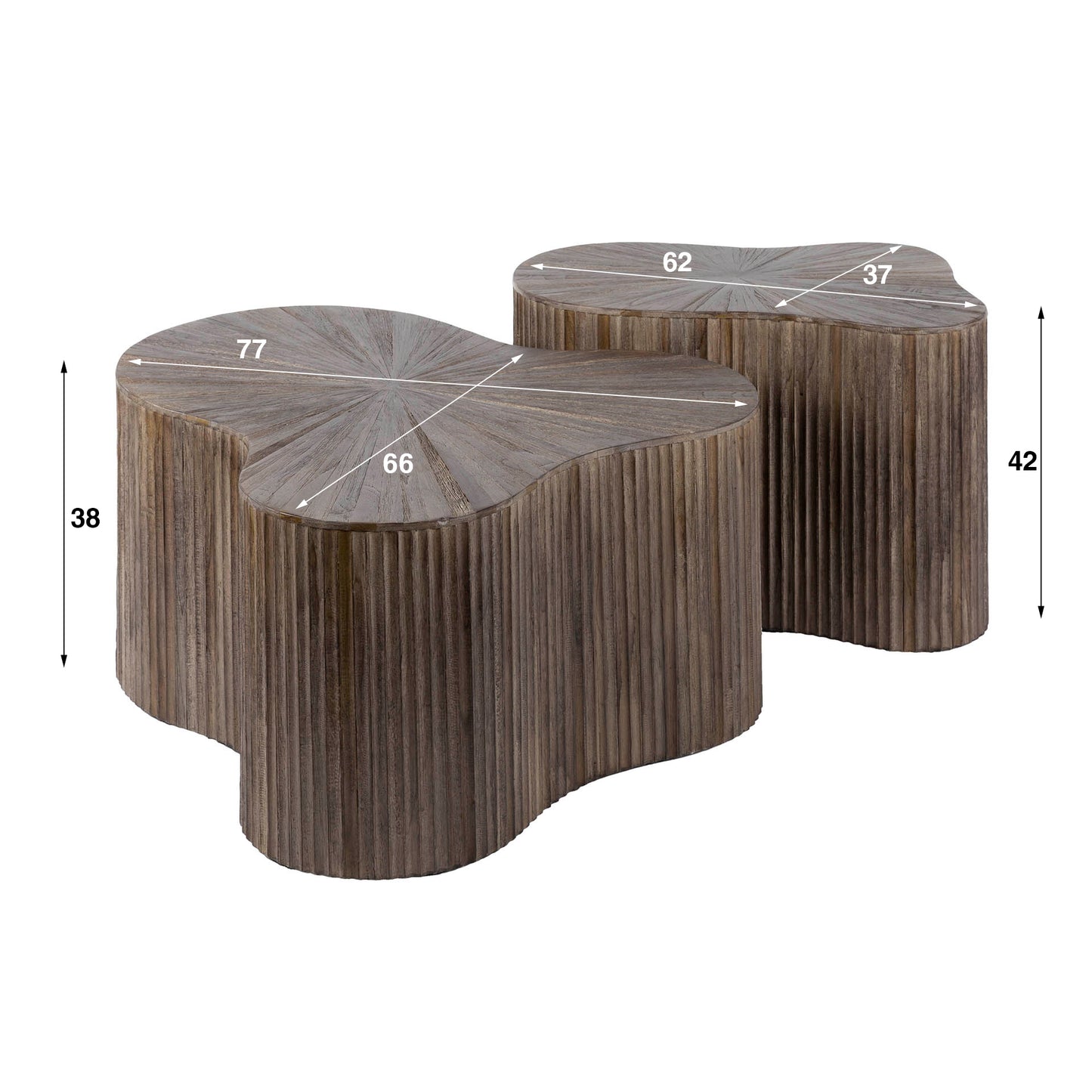 Couchtisch – 77×66×38 cm – Massiv Teak Espresso | Modell N0112