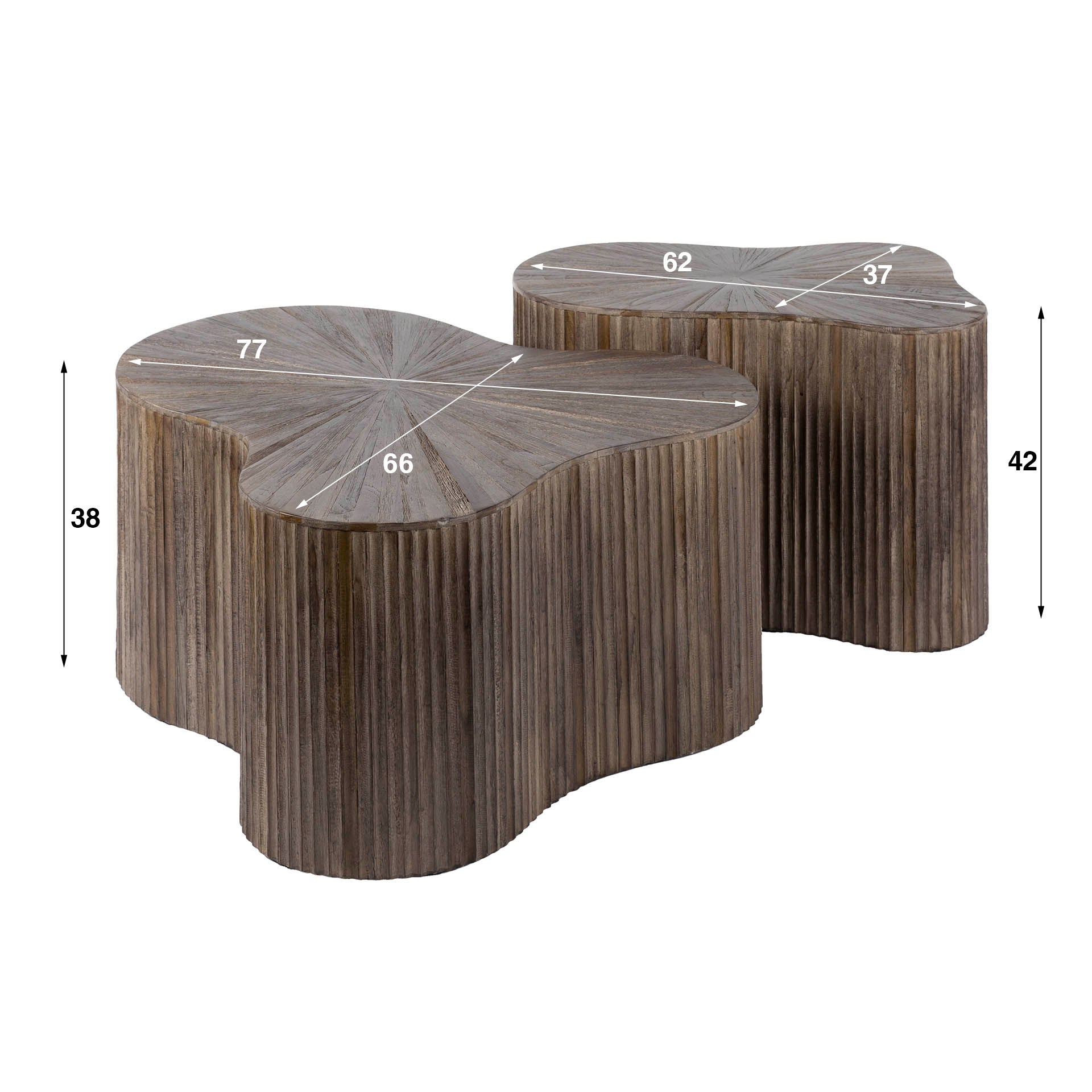 Couchtisch – 77×66×38 cm – Massiv Teak Espresso | Modell N0112