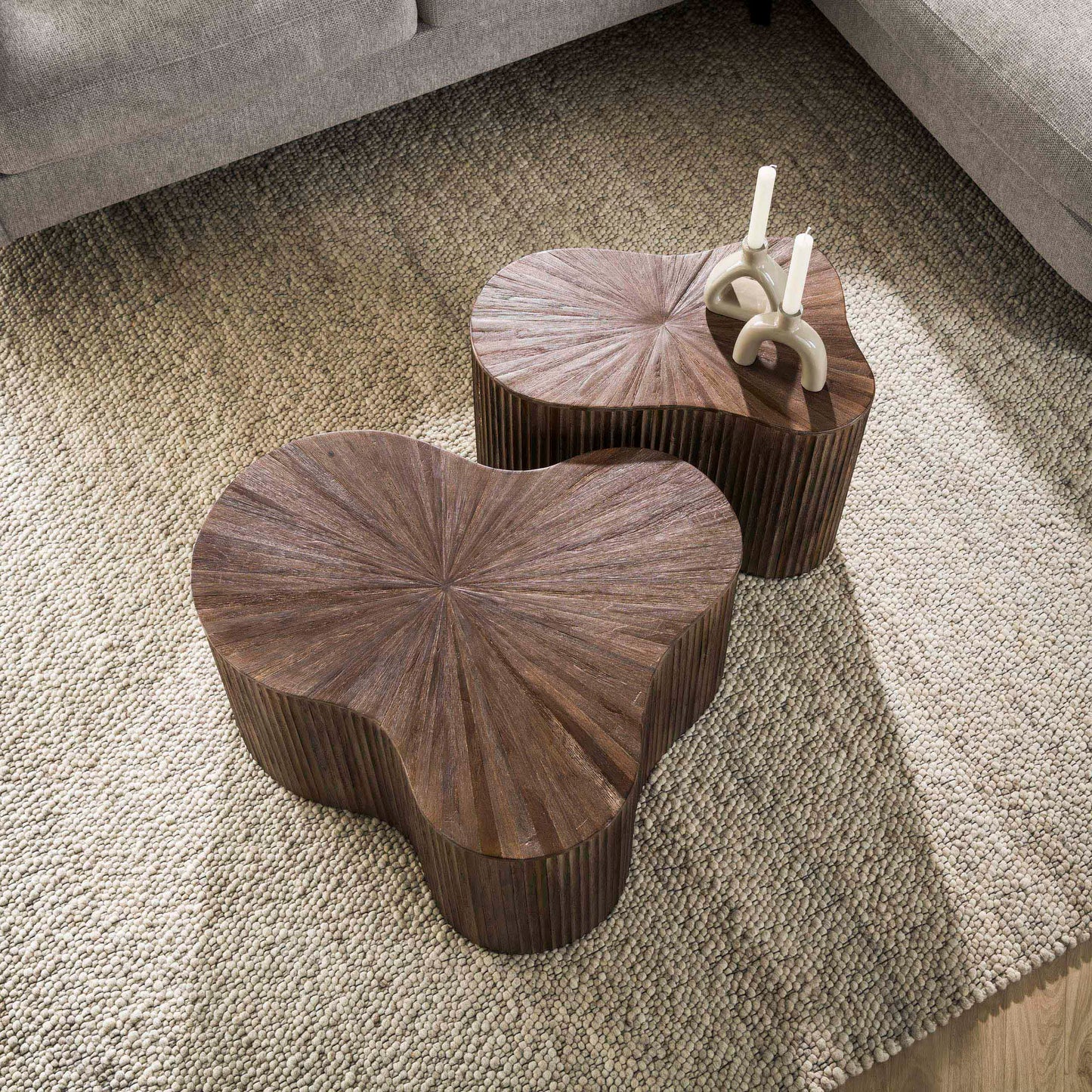 Couchtisch – 77×66×38 cm – Massiv Teak Espresso | Modell N0112