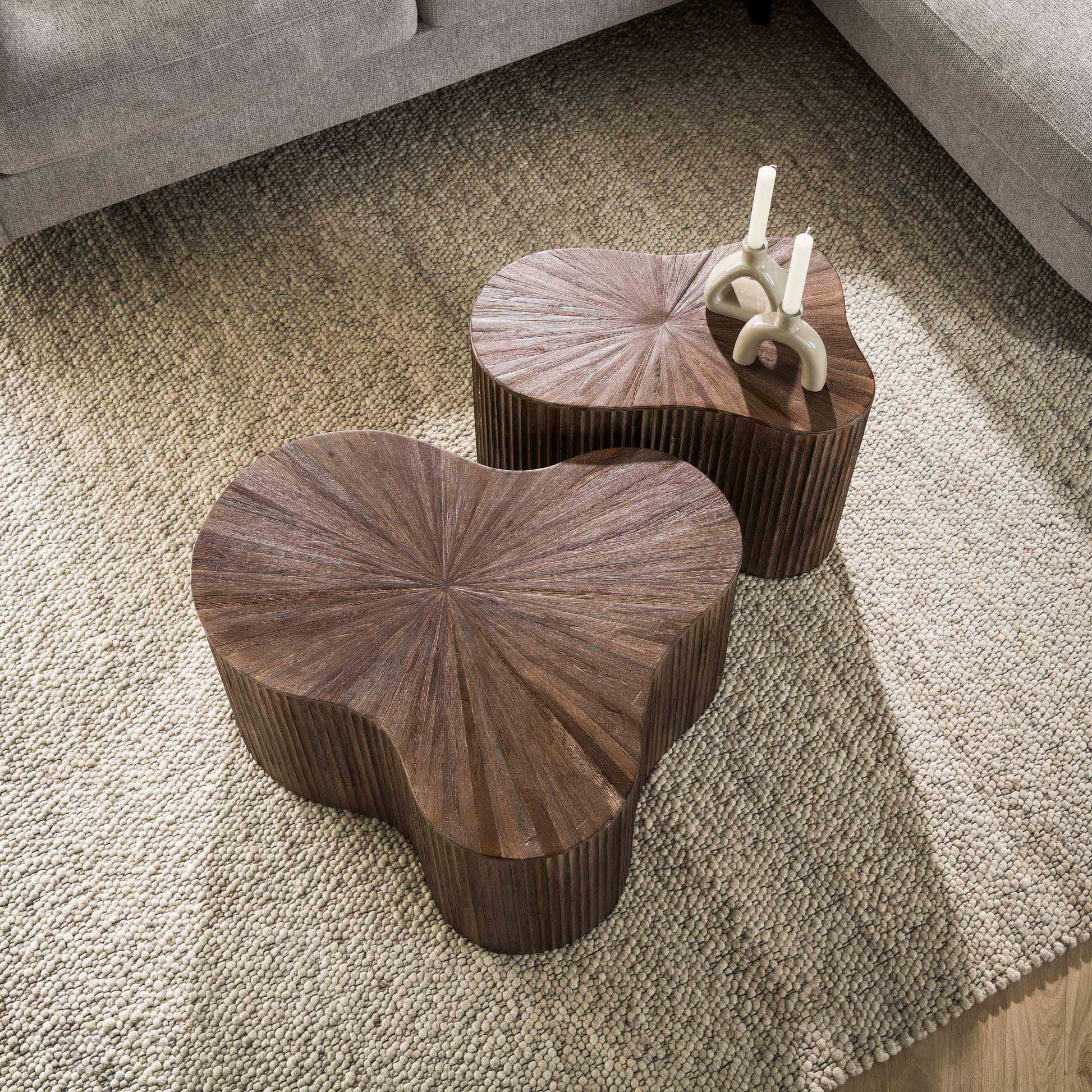 Couchtisch – 77×66×38 cm – Massiv Teak Espresso | Modell N0112