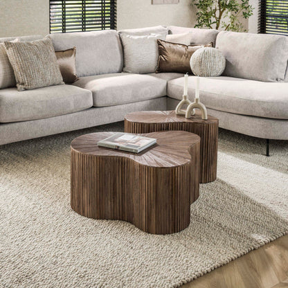 Couchtisch – 77×66×38 cm – Massiv Teak Espresso | Modell N0112