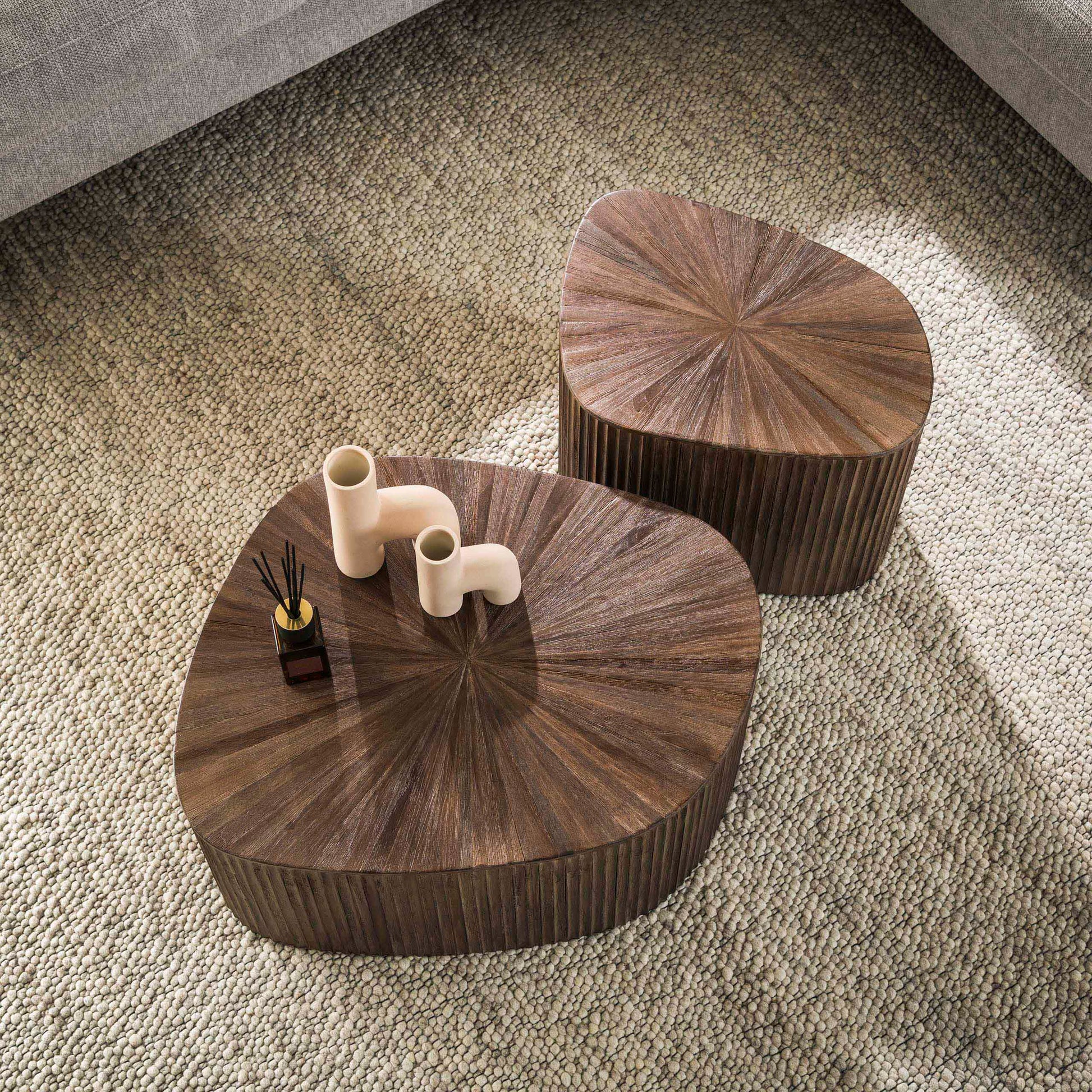 Couchtisch – 73×68×31 cm – Massiv Teak Espresso | Modell N0113