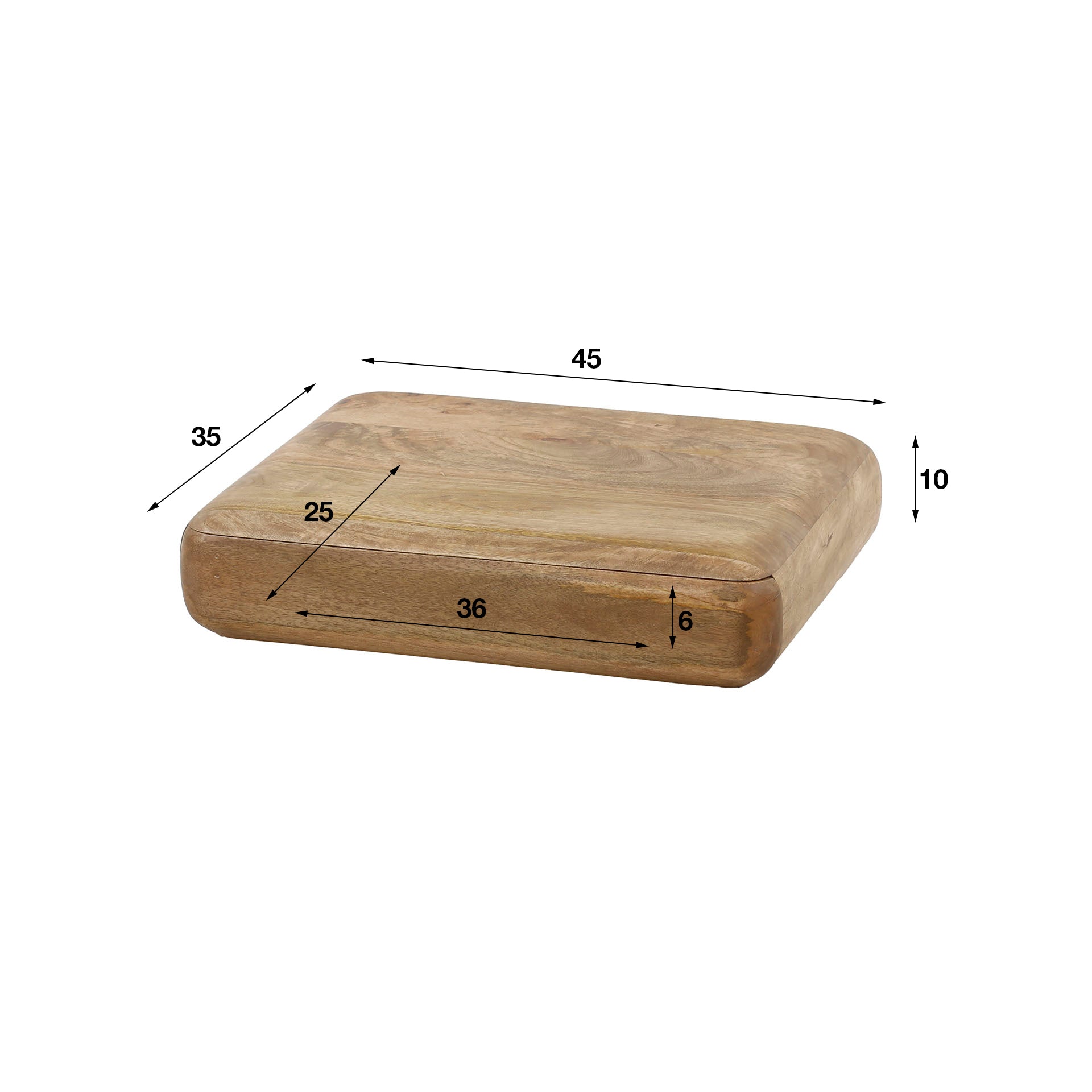 Nachttisch – 45×35×10 cm – Massiv Mango sand | Modell N0116
