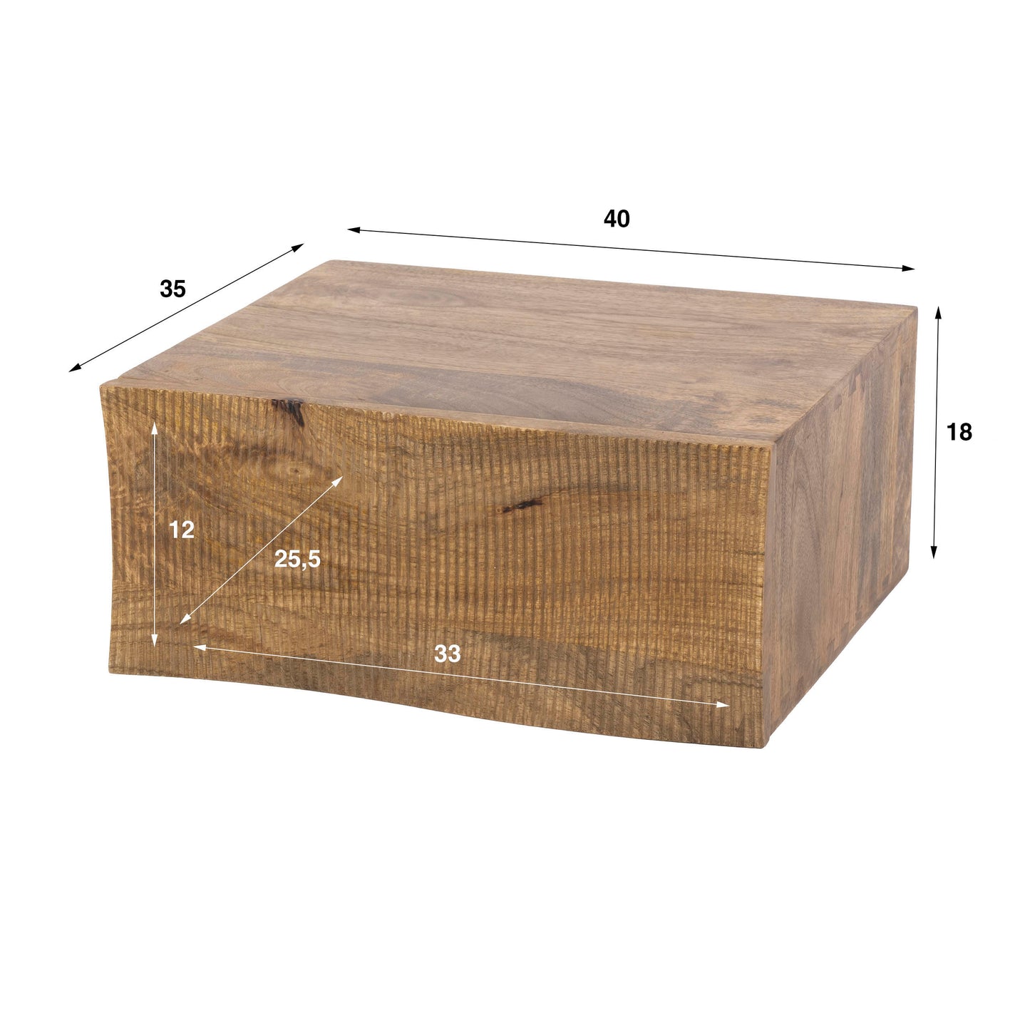 Nachttisch – 40×35×18 cm – Massiv Mango sand | Modell N0118
