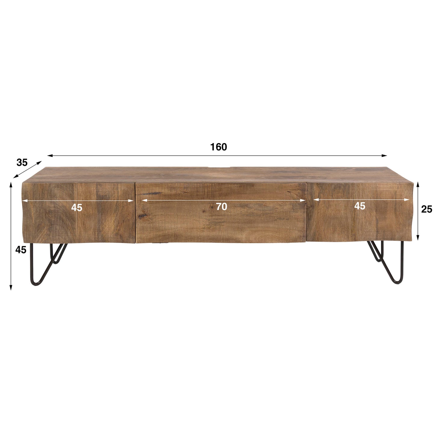 Hängeschrank – 160×35×25 cm – Massiv Mango sand | Modell N0120