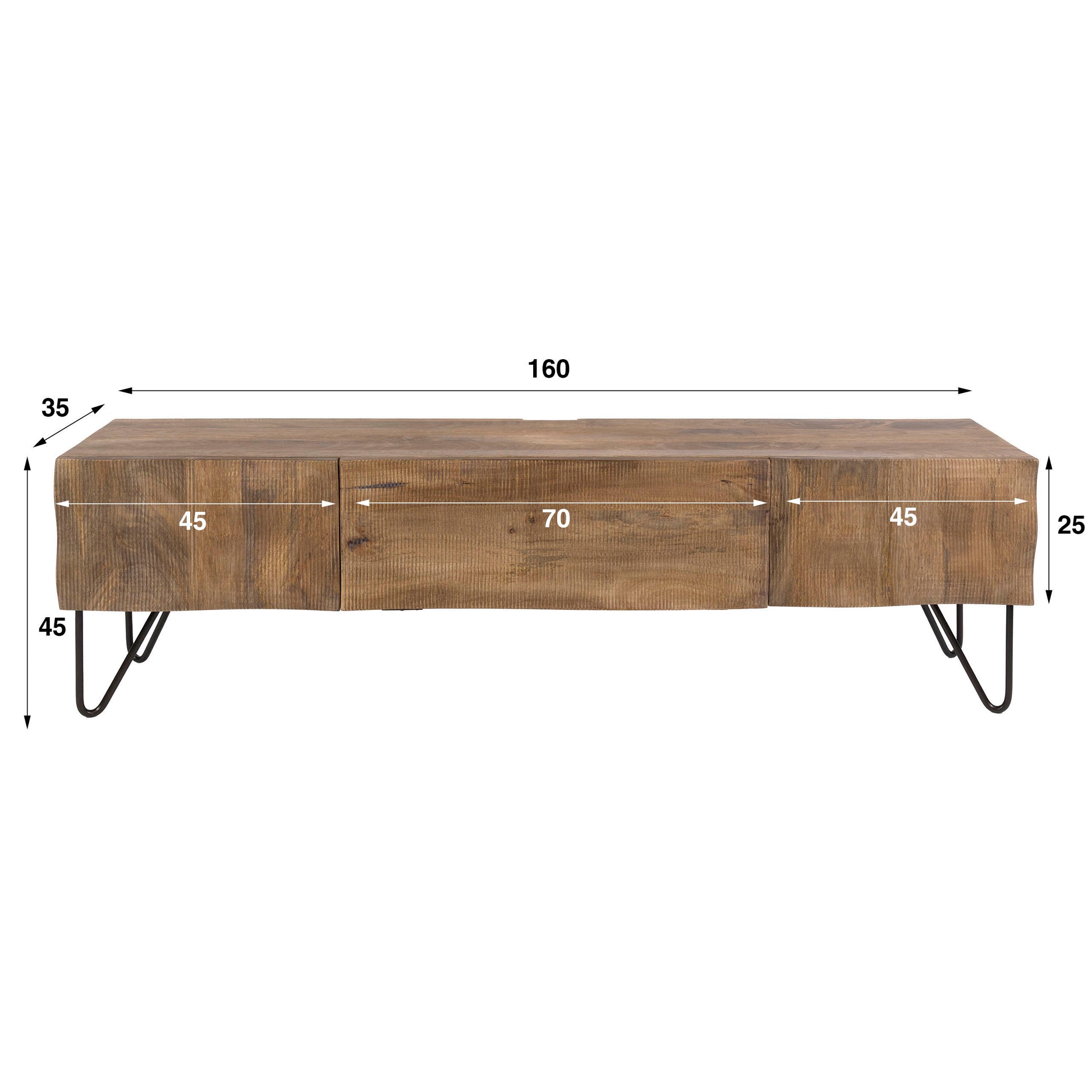 Hängeschrank – 160×35×25 cm – Massiv Mango sand | Modell N0120