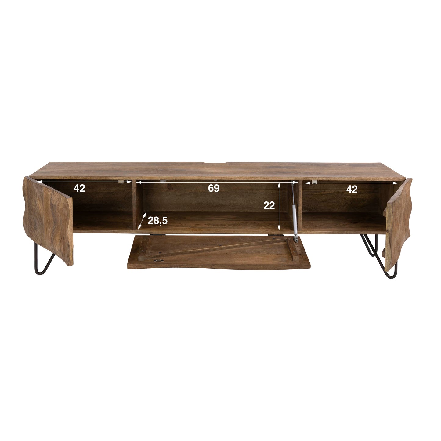 Hängeschrank – 160×35×25 cm – Massiv Mango sand | Modell N0120