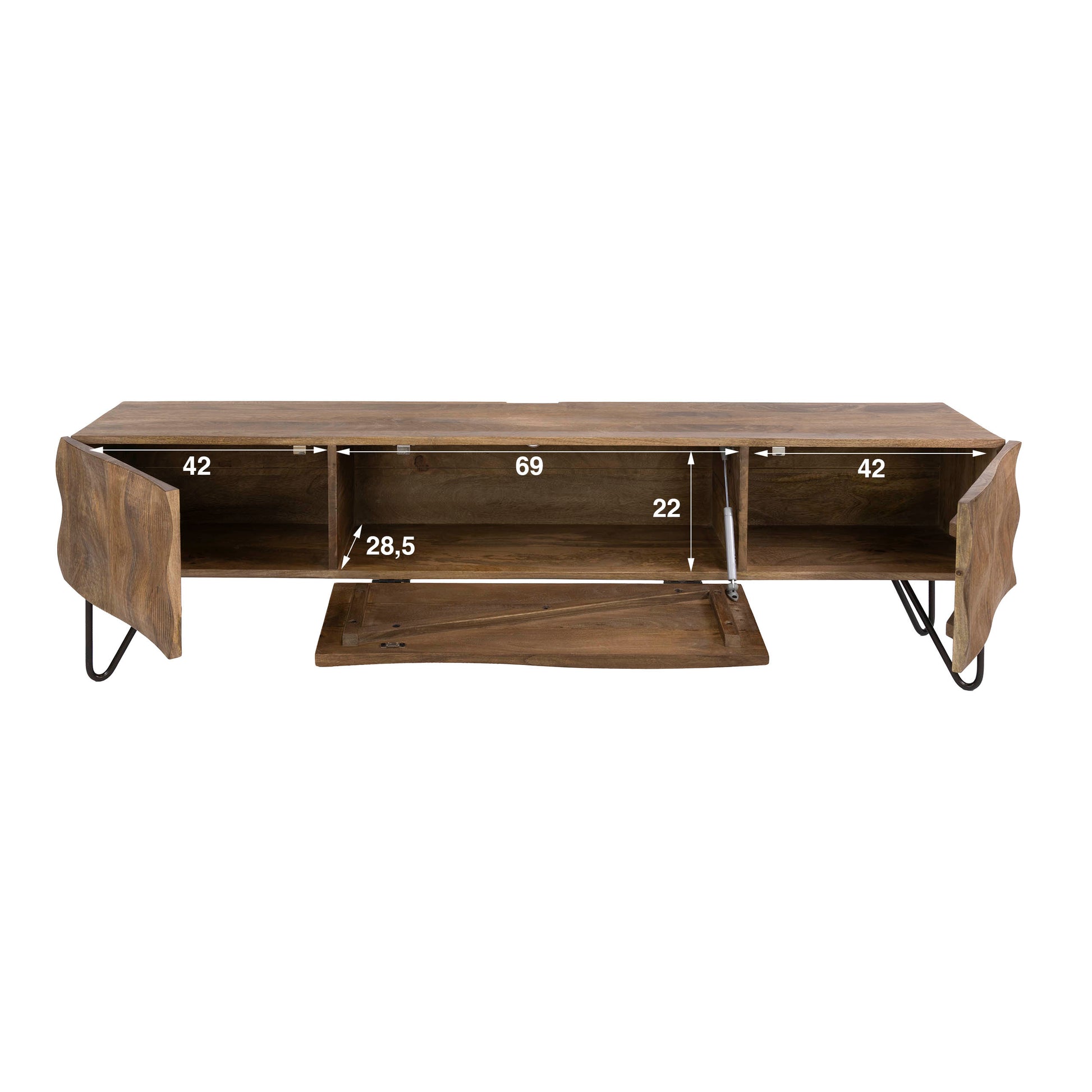 Hängeschrank – 160×35×25 cm – Massiv Mango sand | Modell N0120