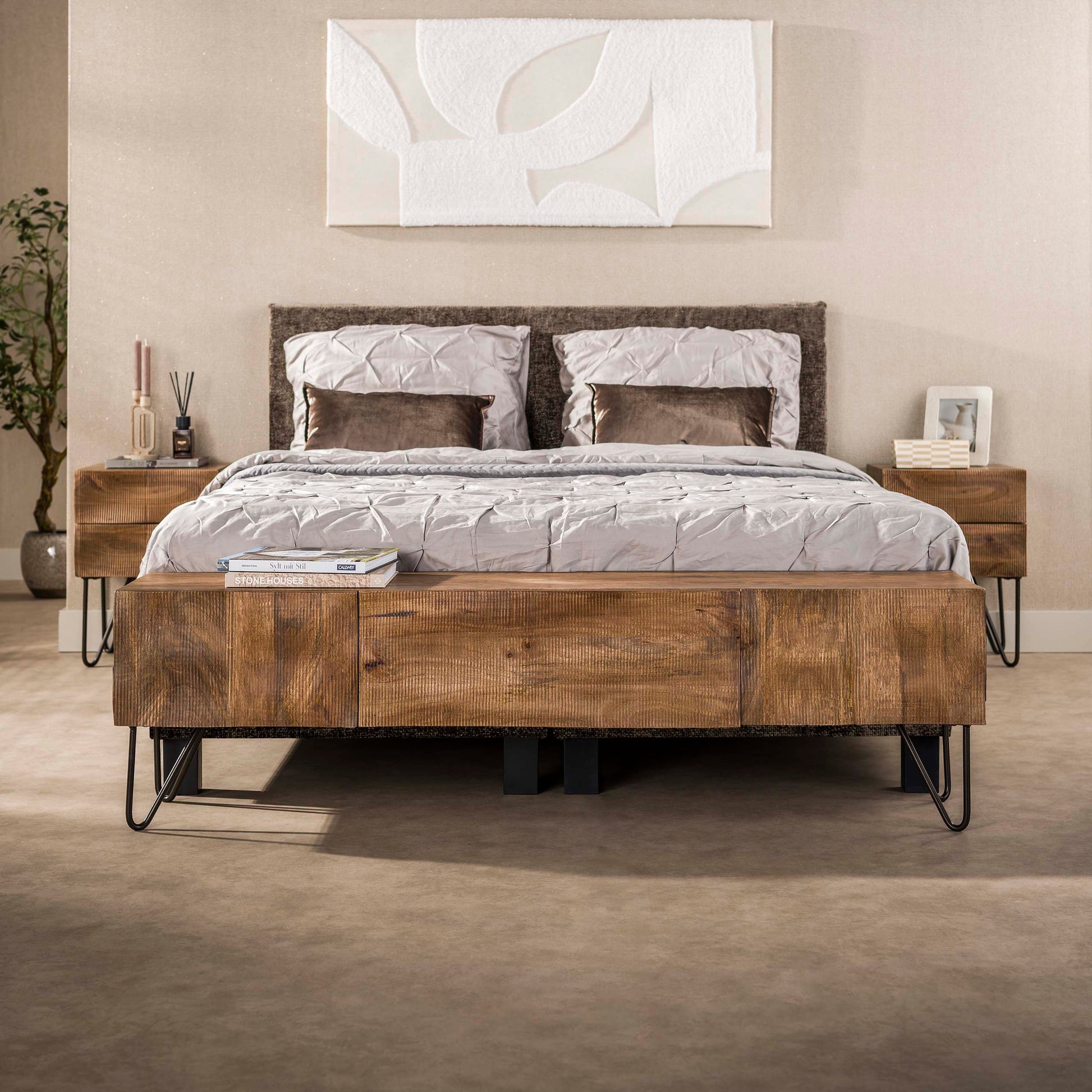 Hängeschrank – 160×35×25 cm – Massiv Mango sand | Modell N0120