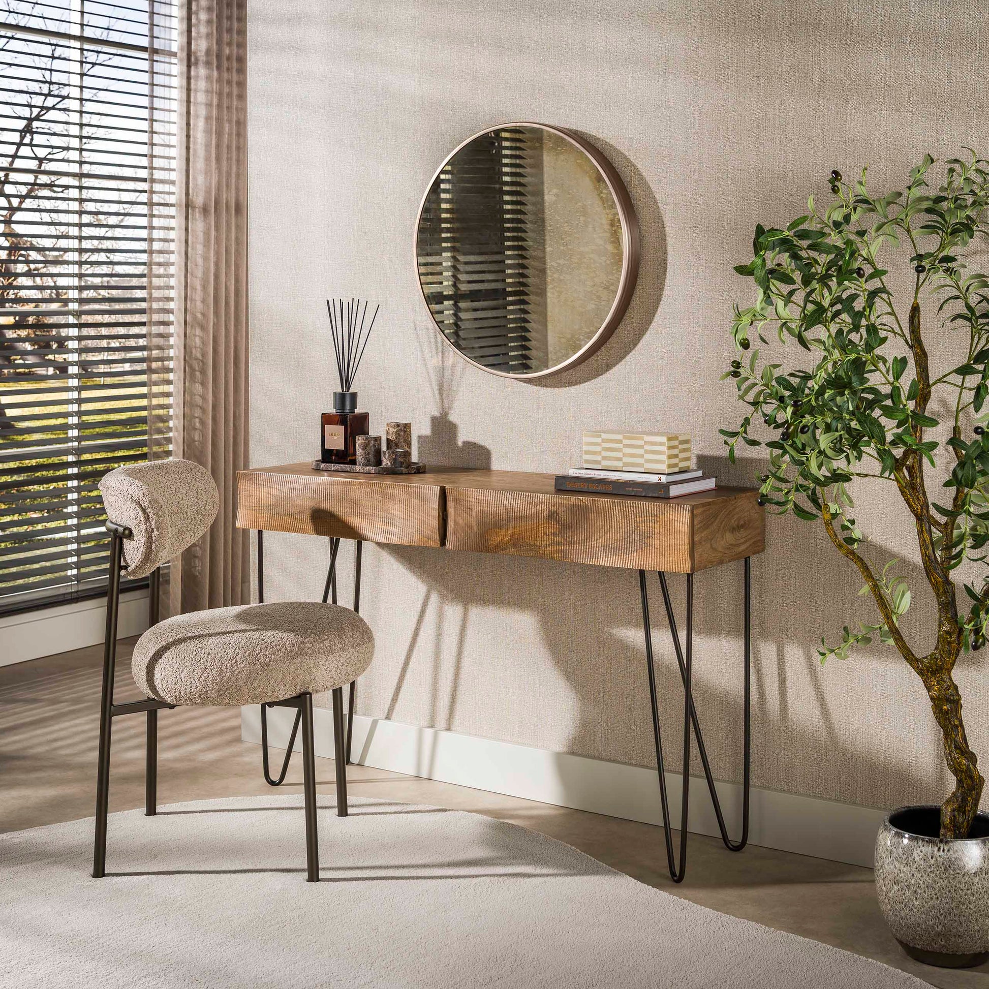 Schminktisch – 120×35×76 cm – Massiv Mango sand | Modell N0121